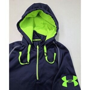 Under Armour Hoodie Mens L‎ Combine Blue Neon 1/4 Zip Pullover Sweatshirt Jacket